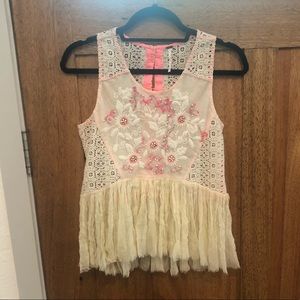 RARE Free People Beaded Peplum Top